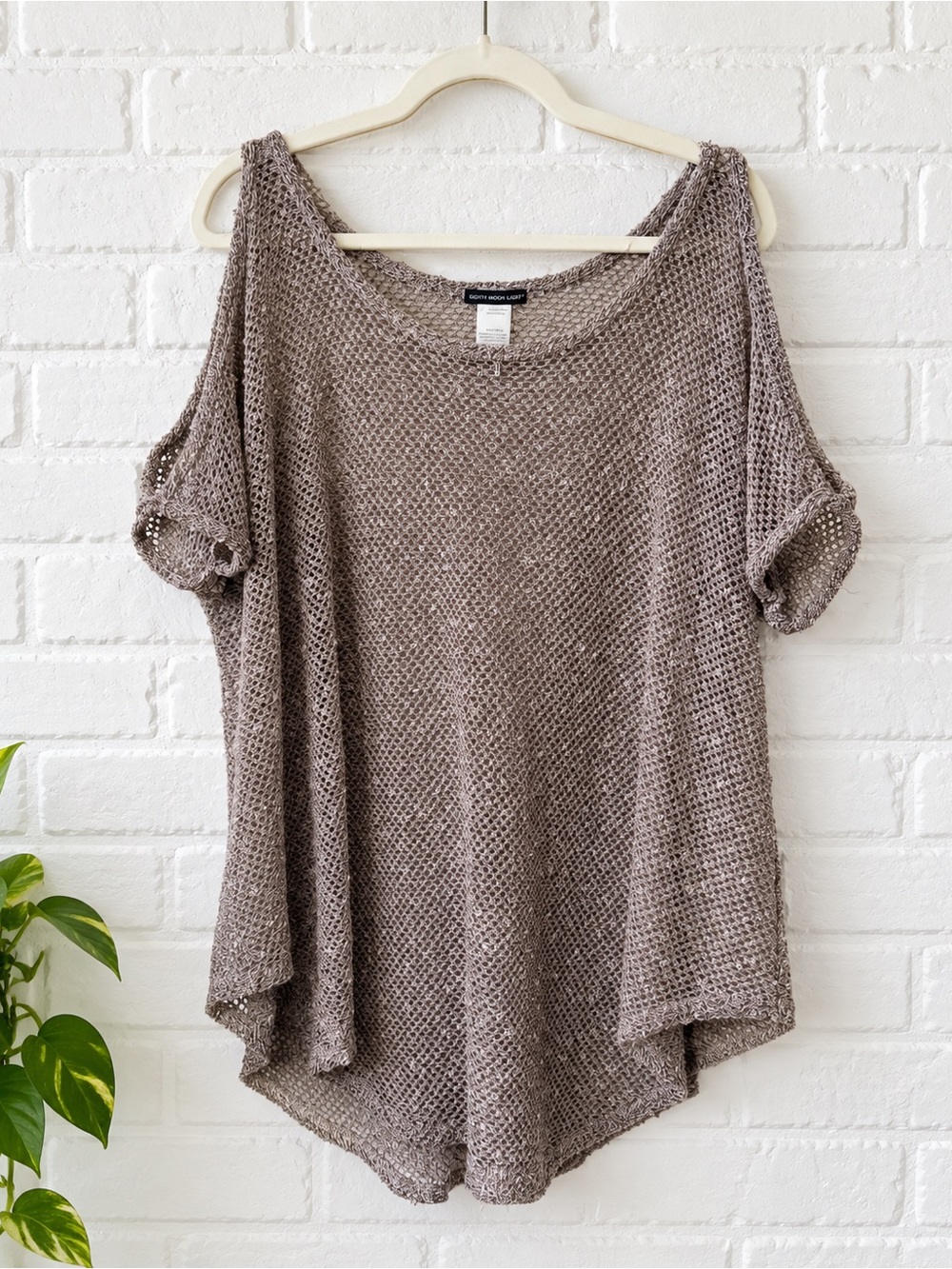 South Moon Under Oversized Cold Shoulder Open Knit Swim Cover Up Beach Tunic